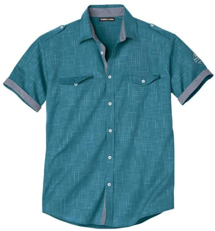 ATLAS FOR MEN Chemise Manches Courtes Homme - Chemise d'été - Disponible en Grandes Tailles du M au 5XL