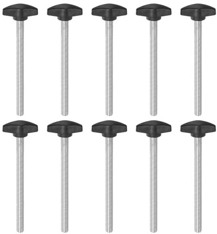 QUARKZMAN 10pz Manopole a T Vite a Testa Alata M8 x 100mm Manopole a T Plastica con Filettatura Maschio Standard Maniglie Manopole Serraggio a Mano Vite a Testa Zigrinata, Nero