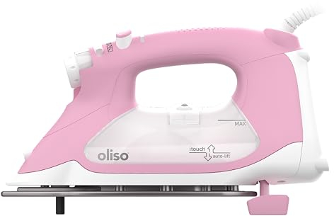 TG1600 Pro Plus Fer intelligent 2 400 W avec levage automatique – pour vêtements, couture, quilting et repassage artisanal | Fer à vapeur avec semelle Diamond Ceramic Flow™, Rose