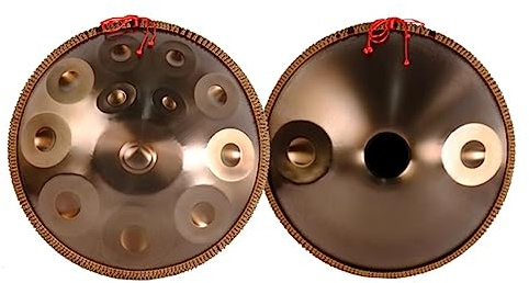 Handpan Schlagzeug Set 22 Zoll 440HZ/432HZ - Professionelle Stahltrommeln mit Tragetasche für Erwachsene - Gold 22 Zoll Percussion Instrument