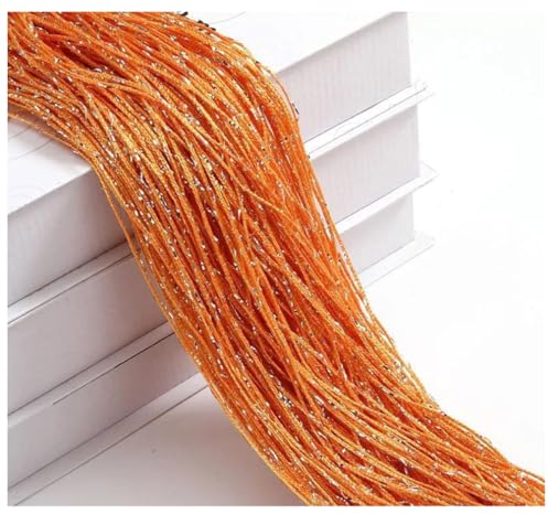 Wisafory Rideau à fils scintillants - Rideau anti-mouches - Séparateur de pièce - Rideau à franges - Décoration pour porte, fenêtre et maison - 100 x 200 cm - Orange