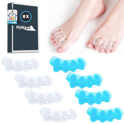 FlyWave 4 Paar Toe Spacers, Zehenspreizer Silikon Für Alle Zehen,Hammer Toe Corrector, Overlapping Toe,Toe Spreader, Zehenseparatoren für Männer und Frauen