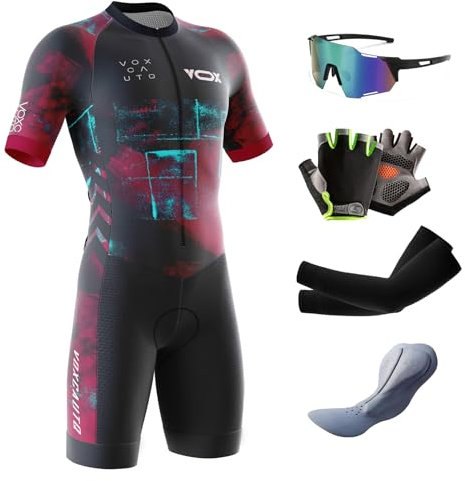 Herren Pro Fahrrad Skinsuit Kurzarm, Triathlon Anzug Herren Triathlon Tri Short Trisuit Einteiler 3Taschen für Wettkampf Run, Cycle, Swim,Strumpfhosen (Typ-7,5XL)