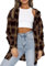 LACOZY Women Plus Size Checked Shirts Cute Flannels Long Sleeve Tops Button Down Plaid Shirts Khaki Medium