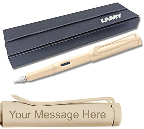 Lamy Safari Fountain Pen Special Edition, Cream with Ergonomic Grip and Timeless Design, Fine Nib - Personalised with engraving