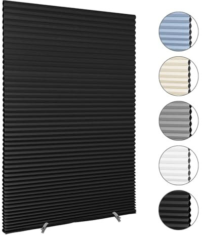Maritown Temporary Blinds Honeycomb Cellular Stick on Light Filtering No Drill Cut to Size Self Adhesive Pleated Paper Blinds for Bedroom Kitchen Bathroom Windows Doors