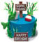 Gone Fishing Cake Topper, Fish Cake Decorations with Bass Reed Happy Birthday Sign Fisherman Themed Decoration for Retirement Party Supplies (Fishing)