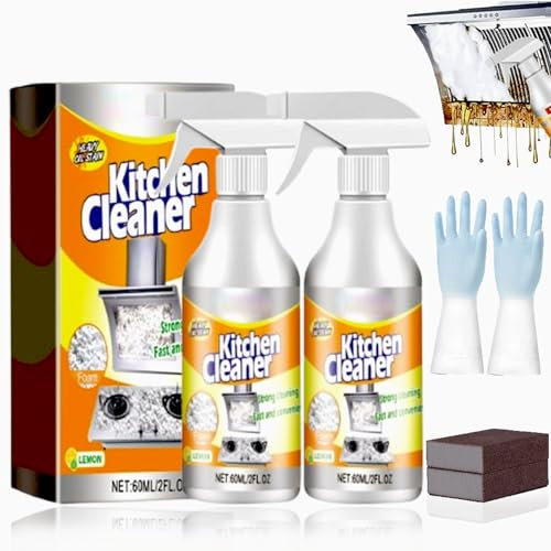 Kitchen Cleaner Spray, Kitchen Cleaner, Powerful Kitchen Foam Cleaner, Foam Cleaner All Purpose Heavy Duty, Desengrasante Para Trastes, Kitchen Cleaning Kits, Pot and Pan Cleaner Spray (2, 60ml)