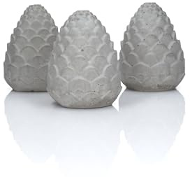 Generisch Tannenzapfen aus Beton | Herbstdeko | Weihnachtsdeko | optional z.B. mit Blattkupfer | Weihnachten | ab 4.99 Euro (3 Tannenzapfen, Ohne Blattmetall, Hellgrauer Beton)