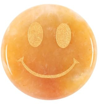 Something Different Be Brave Jade Happy Face Decorative Crystal (One Size) (Yellow)