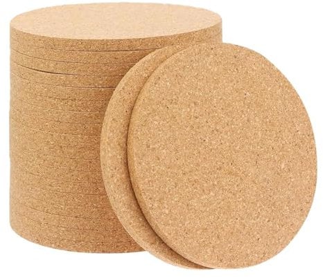 20 Stück Korkuntersetzer Rund,10cm Untersetzer Kork,Wiederverwendbar Korkuntersetzer,Saugfähige Kork Untersetzer,3mm Dick Topfuntersetzer Kork,für Haus,Büro,Bar&Restaurant Untersetzer