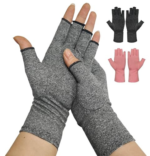 Arthritis Handschuhe，Fingerlose handschuhe，Bereitstellung von Wärme und Kompression zur Förderung der Heilung, Linderung von Schmerzen bei rheumatoider Arthritis und Karpaltunnel(Hellgrau,S)