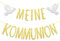 Kommunion Girlande Gold mit Glitzer - Tauben-Motiv, Deko-Banner für Mädchen und Jungen zum Aufhängen an Wand & Fenster