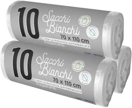 Lot de 300 grands sacs poubelle – Dimensions : 70 x 100 cm – avec poignées | sacs poubelle de 110 L, transparents pour collecte différenciée | Anti-goutte en plastique recyclé pour maison et immeuble