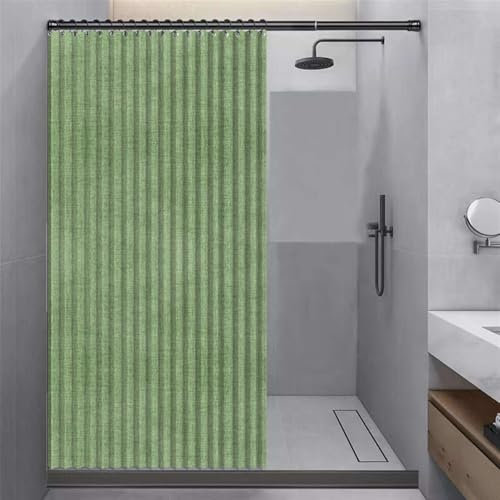 Tenda da doccia impermeabile in lino con peso, anti muffa, design a prova di spruzzi, include ganci e magnete