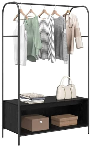 vidaXL Clothes Rack Black 100 x 44 x 160 cm Engineered Wood | Loads of room for keeping your clothes tidy, Tough metal and wood that won't rust or corrode,