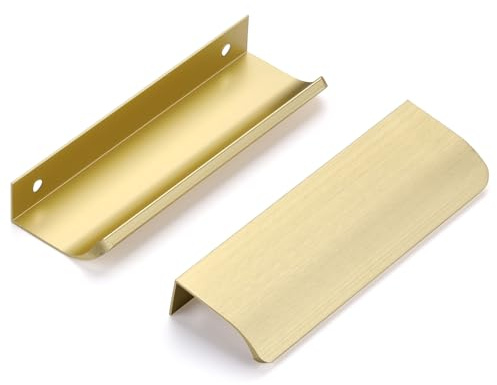 SYZOW 6 Stück Versteckte Schrankgriffe Gold,120mm Verdeckter Möbelgriffe,Gold Möbelgriffe Lochmitte 96mm