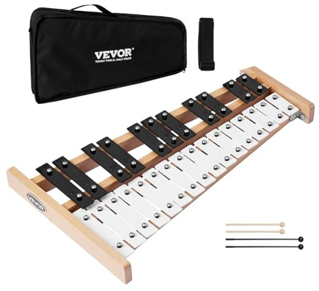 VEVOR Glockenspiel Xylophone, 27 Notes, Professional Xylophone Percussion Instrument, with Metal Keys, Includes 4 Mallets, Carrying Bag, Beginner Musical Instrument for Adults and Kids Music Teaching