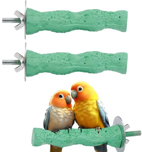 2 Pezzi Pietra per Affilare il Becco Degli Uccelli, Supporto per Gabbia Pappagalli Giocattolo Tagliare le Unghie e Masticare Gli Uccelli for Parrocchetti Calopsitte Conuri (Verde)