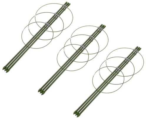 YARNOW Set 3 Gabbie di Supporto per Piante Rampicanti in Ferro da 40 Cm Anelli Regolabili, Traliccio da Giardino per Pomodori e Fiori, Supporto per Piante da Interno ed Esterno