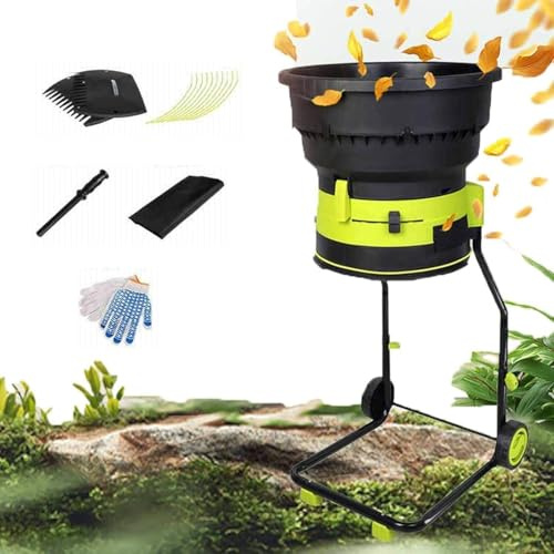 Broyeur de feuilles électrique et composteur, broyeur de feuilles sans lame haute puissance 2 500W pour un rapport de réduction de 17:1, 8 000 tr/min, paillage maximal jusqu'à 55 gallons 30mxpowercord