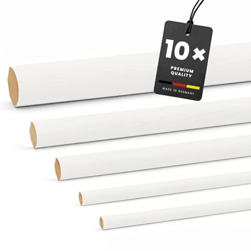 KGM Viertelstab - Kiefer lackiert - Weiß - 2400 x 22 x 22 mm - 10 Stk. | RAL 9016, Massivholz, überstreichbar, Eckleiste für Kanten, Ecken & Übergänge, lösemittelfrei, kürzbar, für Innenausbau & DIY
