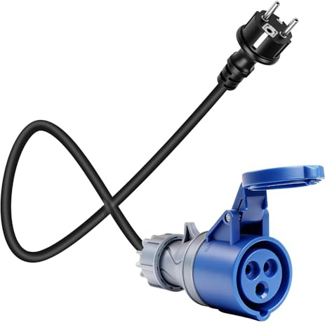 CEE Stecker Camping 16A Schuko Kupplung Steckdose Adapter Kabel 250V mit 150 cm Kabellänge & IP44 Schutz mit Schutzabdeckung - Wohnwagen Stecker, Campingstecker - Wohnmobil & Camping Zubehör