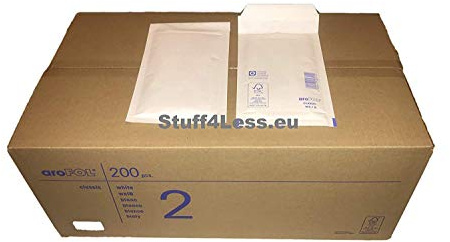 Luftpolstertasche aroFOL® Classic, B/2, für Außen/Innen Abmessungen 140 x 225/120 x 215 mm, weiß, PG = 200 Stück