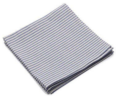 LinenMe Set 4 Stoffservietten Leinen Jazz - Leinenservietten 53% Leinen 47% Baumwolle - Servietten Stoff - BLAU GESTREIFT - 46x46 cm