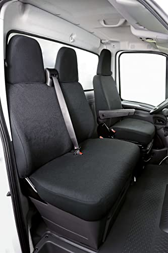 Walser Transporter Sitzbezüge Auto für Iveco Daily IV, 1 Einzelsitz vorne (Aussparung Armlehne) & Doppelbank vorne, Auto Sitzbezüge aus Stoff Sitzschoner Auto, Auto Sitzauflagen Set für Van