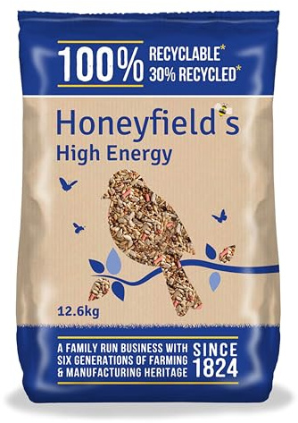 Bird Food - High Energy Seeds, High in Protein and Essential Vitamins, Great for Hanging Feeders, Bird Tables, and Ground Feeding, Bulk Bag (12.6kg) - Honeyfield’s