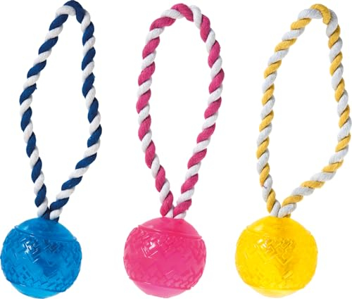 Karlie Hundespielzeug TPR Ball mit Seil ø: 6 cm farblich sortiert