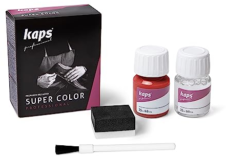 Tinte con Imprimación para Zapatos y Bolsos Textiles Y de Cuero Natural Y Sintético, Kaps Super Color And Preparer, 70 Colores (162 - rojo claro)