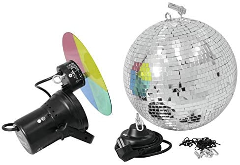 Eurolite Spiegelkugelset 30cm mit Pinspot | Set bestehend aus Motor, Spiegelkugel, Ketten, Pinspot