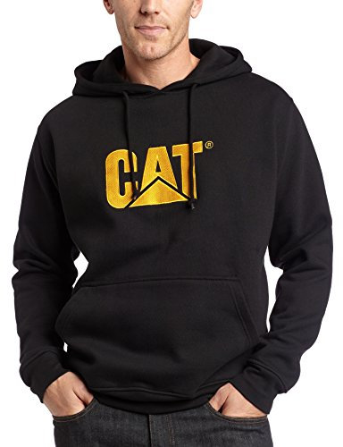 CAT Caterpillar Herren Marken-Kapuzenpullover mit Gesticktem Katzen-Logo, S3-Kordel-Management-System und Beuteltasche Sweatshirt, schwarz, Medium