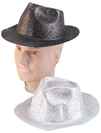 Bristol Novelty BH086 Glitzer Kunststoff Trilby Hat, schwarz, one size
