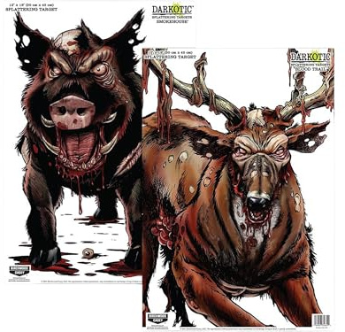 Birchwood Casey Darkotic 12 x 18 Splattering Targets | Highly Visible Instant Splatter Reactive Shooting Targets - Smokehouse/Blood Trail Combo (8 Targets, 4 Each)