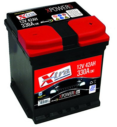 Bottari 55102 X-TRA Accumulatore Batteria, 12V, 44Ah, 17.5cm x 17.5cm x 19cm, Nero