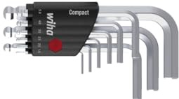 Wiha SB369KH9 Stiftschlüssel Set im Compact Halter Sechskant-Kugelkopf, schwenkbar für schwer zugängliche Bereiche, 9-teilig kurz, mattverchromt in Blister (40411)