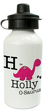 Personalised Kids Drinks Water Bottle Girls Pink Dinosaur Theme (600ml)