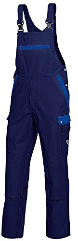 BP Profil 1844-720-10 Latzhose - Stretch-Hosenträger - Verstellbarer Bund - Taschen für Knieschoner - 65% Polyester, 35% Baumwolle - Normale Passform - Größe: 64 - Farbe: dunkelblau/königsblau