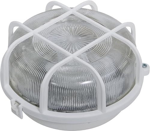 REV Feuchtraumleuchte - Feuchtraumlampe rund, ideal als Wand- oder Deckenlampe - Werkstattlampe, Kellerlampe bis 60W, E27, IP44, silber