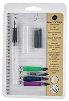 Manuscript 5 Nib Calligraphy Set – Dodec Fountain Pen, 5 Nib Sections, 2 Ink cartridges, Ideal for Those Starting Their Calligraphy Journey & for Those Looking to Expand Their Calligraphy Skills