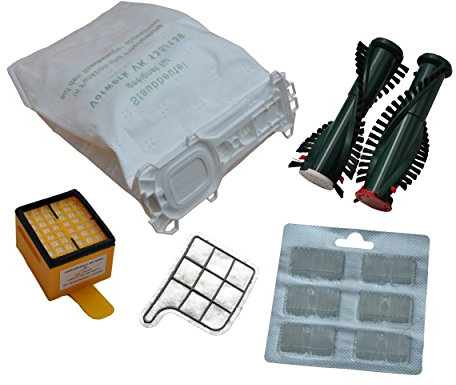 12 Staubsaugerbeutel VLIES+ Hygiene- u. Motorschutzfilter + Duftis + Bürsten passend für Vorwerk Kobold 135/136 /135SC/VK135/VK136 mit EB350 o. 351