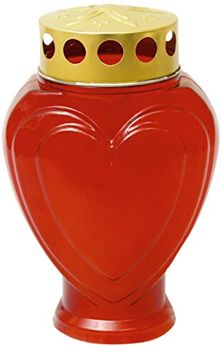 JEKA Grabkerze - Gedenkkerze - Grablampe Herz Rot