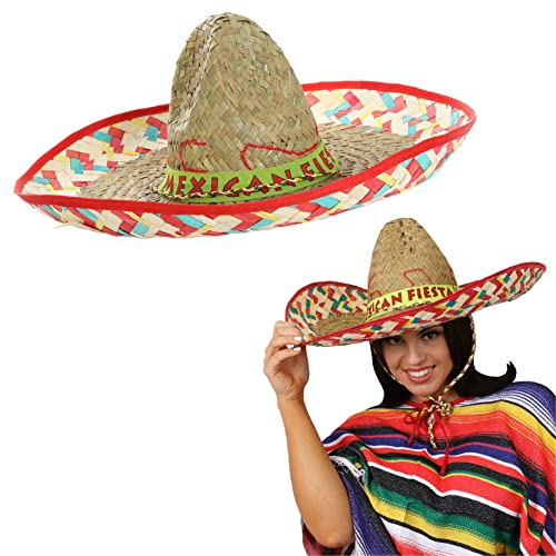 ILOVEFANCYDRESS - Sombrero de paja, accesorio para fiesta de fiesta de México, ideal para hombres y mujeres