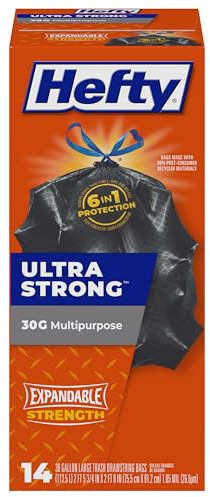 Hefty Strong Large Trash Bags, Black, 30 Gallon, 14 Count