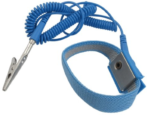 sourcing map Blauer elektronischer Krokodilklemme Erdung Antistatisches Armband mit Kabel