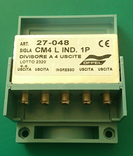 27048 DIVISORE per Antenna TV da PALO (da Esterno) 1 ENTRATA 4 USCITE TV Marca OFFEL per IMPIANTI AMPLIFICATI