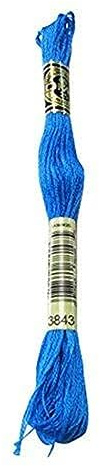 DMC 117-3843 Mouline Stranded Cotton Six Strand Embroidery Floss Thread, Electric Blue, 8.7-Yard